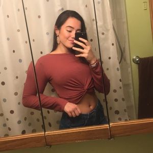 Pink/salmon Long sleeve crop top